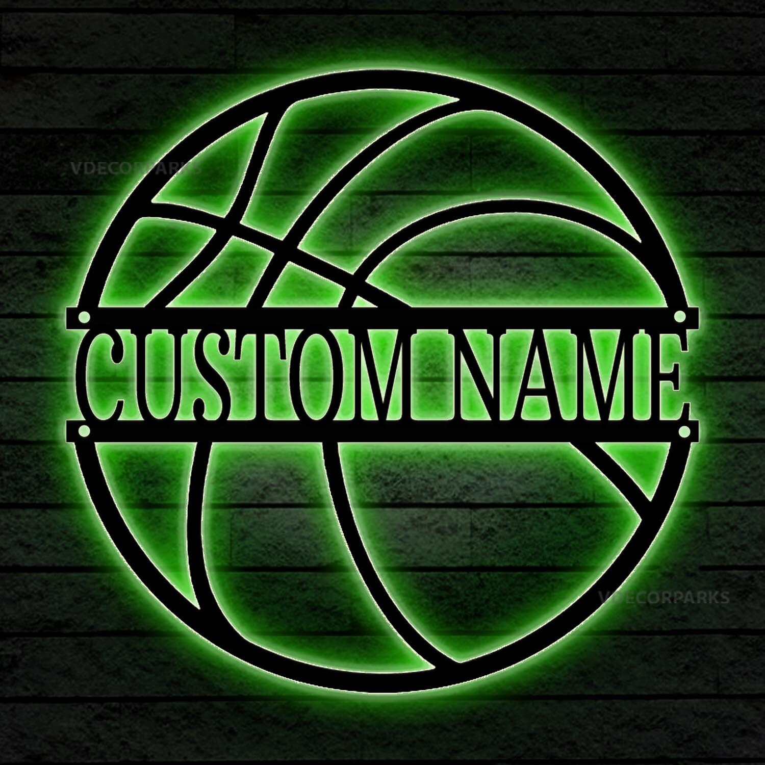 Custom Basketball Metal Wall Art LED Light Personalized Etsy