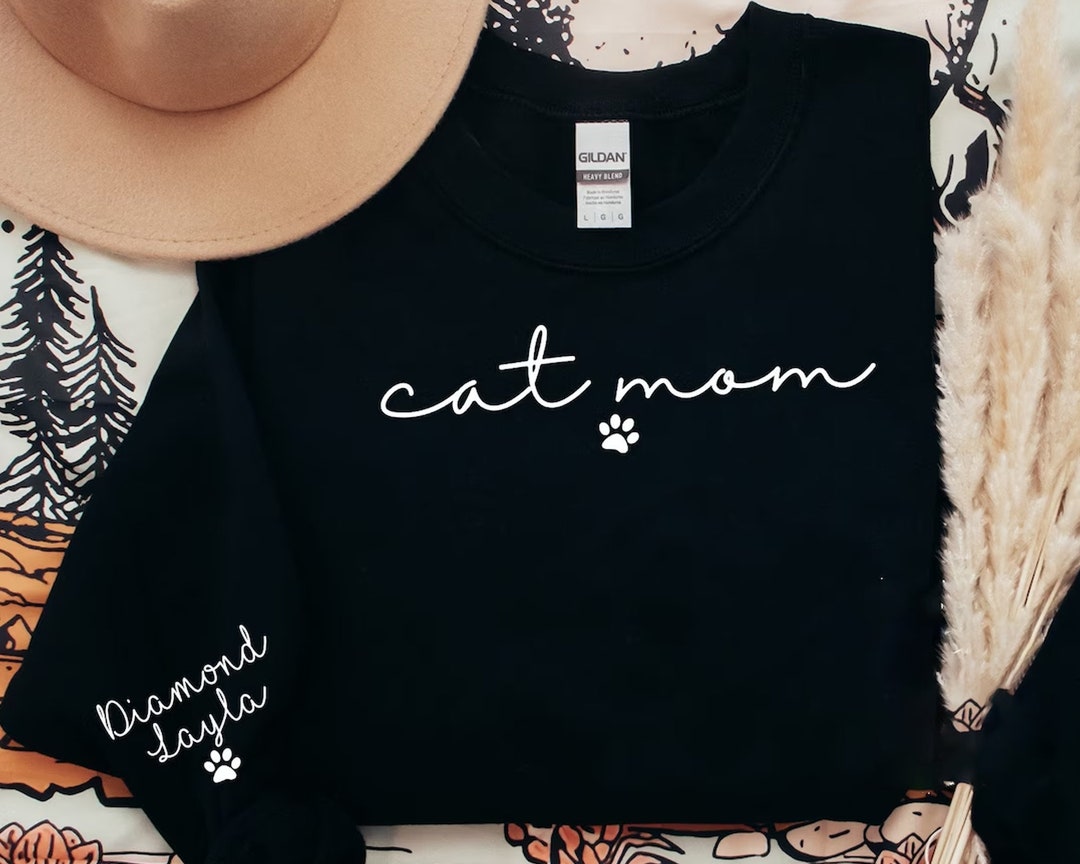 AT1503 Cat Mom Sweatshirts Custom Cat Mom Shirt Cat Mom Shirts Womens