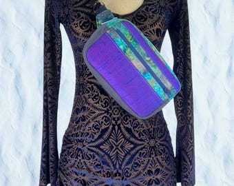 Boxy Fanny Pack oder Crossbody Bag Rohseide und Batik One of a Kind