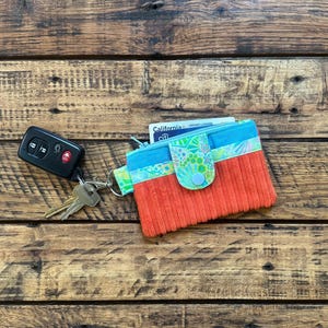 Mini carteira vintage de veludo cotelê com cogumelo, porta-cartões de concerto, porta-dinheiro, chaveiro e carteira