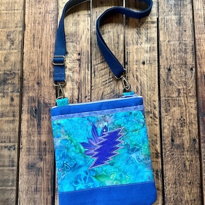 Amethyst Dreams Grateful Dead Inspired Bolt Crystals Crossbody Bag Small Purse