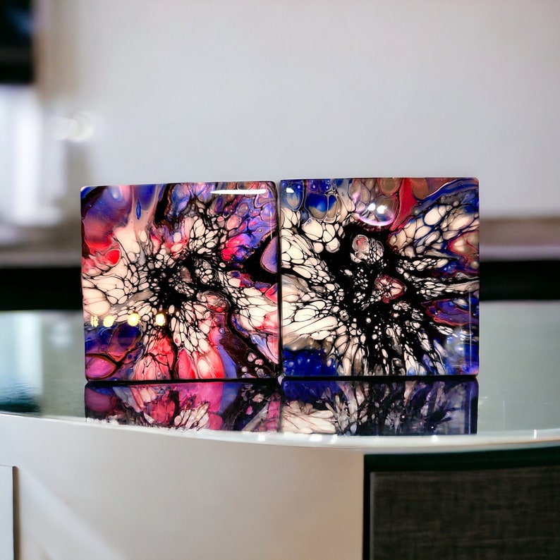 Customizable Fluid Art Coasters Finished With Resin, Acrylic Pour ...