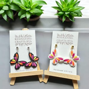 Colorful Butterfly Polymer Clay Earrings, sterling silver or gold earrings