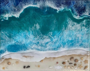 Resin Art Seascape - Made to order, Epoxy Beach Painting, Epoxy Ocean, Resin Art Sea, Beach Décor, Resin Beach Love Art, Seascape