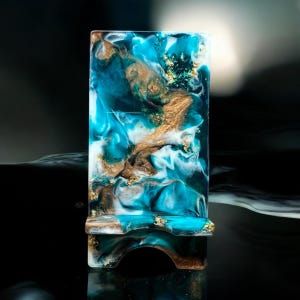 Customizable Resin Art Phone Stand - Personalized Desk Holder, Unique Gift, Handmade Phone Dock for All Devices