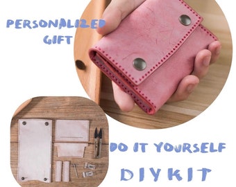 Kit de monedero de cuero DIY: Tarjetero y porta pasaporte hecho a mano