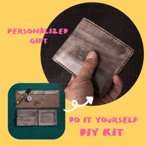 Kit de bricolaje de cuero para monedero, tarjetero, efectivo, protector, funda duradera de cuero genuino, estuche portátil, grabado personalizado