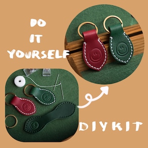 Do It Yourself DIY KIT Durable Genuine Leather Key Chain Name Engraved Bag Charm Handmade Leather Pendant Personalized Lover Gift for Him