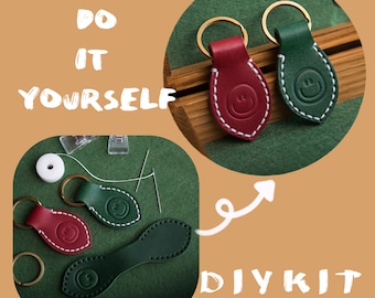 Hágalo usted mismo KIT de bricolaje Durable llavero de cuero genuino nombre grabado bolso encanto colgante de cuero hecho a mano regalo de amante personalizado para él