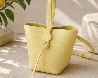 Bolso tipo cubo de piel auténtica, bolso bandolera minimalista, bolso de mano pequeño texturizado, bolso de hombro, regalo