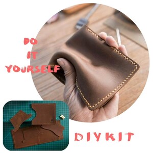 Cartera de cuero, kit de bricolaje, monedero diario, tarjetero, monedero, bolsa, protector, funda duradera de cuero genuino, estuche portátil, grabado personalizado