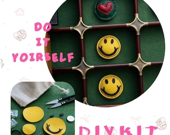 Kit de imán de cuero para nevera: Decoración de cara sonriente hecha a mano