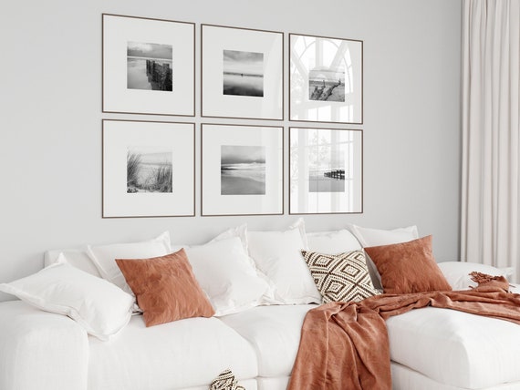 Black and White Beach Photography Gallery Wall, Set of 6 Original Photos (Digital Download)
