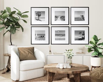 Outer Banks Prints Set of 6 | Black And White Wall Gallery Print | Cape Hatteras | Wright Brothers Memorial | Jockeys Ridge | Roanoke Island