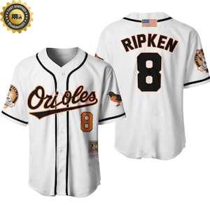 Men's Baltimore Orioles #8 Cal Ripken Number Front Cool Base Stitched Jersey