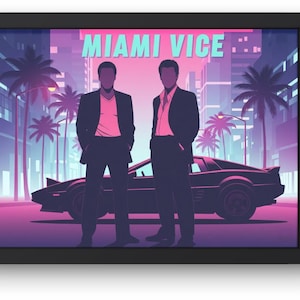 Miami Vice Poster: 80s Retro TV Show Art, Synthwave Decor (24x36 Rolled)