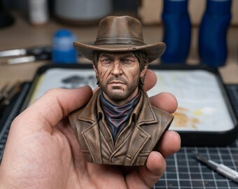 Scarred Rancher Revolver Bust STL | Resin & FDM Compatible | Digital Download