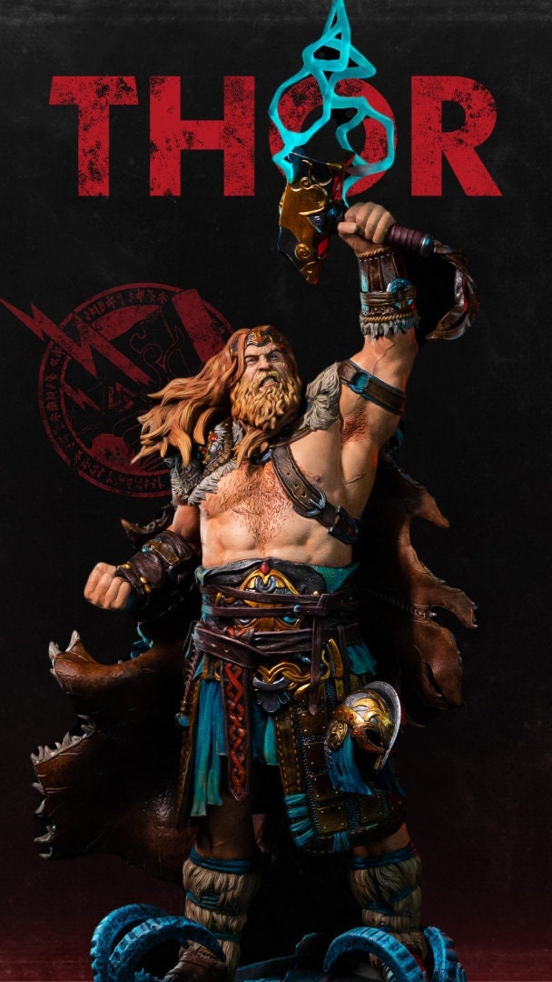 Thor God of War Ragnarok Handmade Polymer Clay Sculpture 