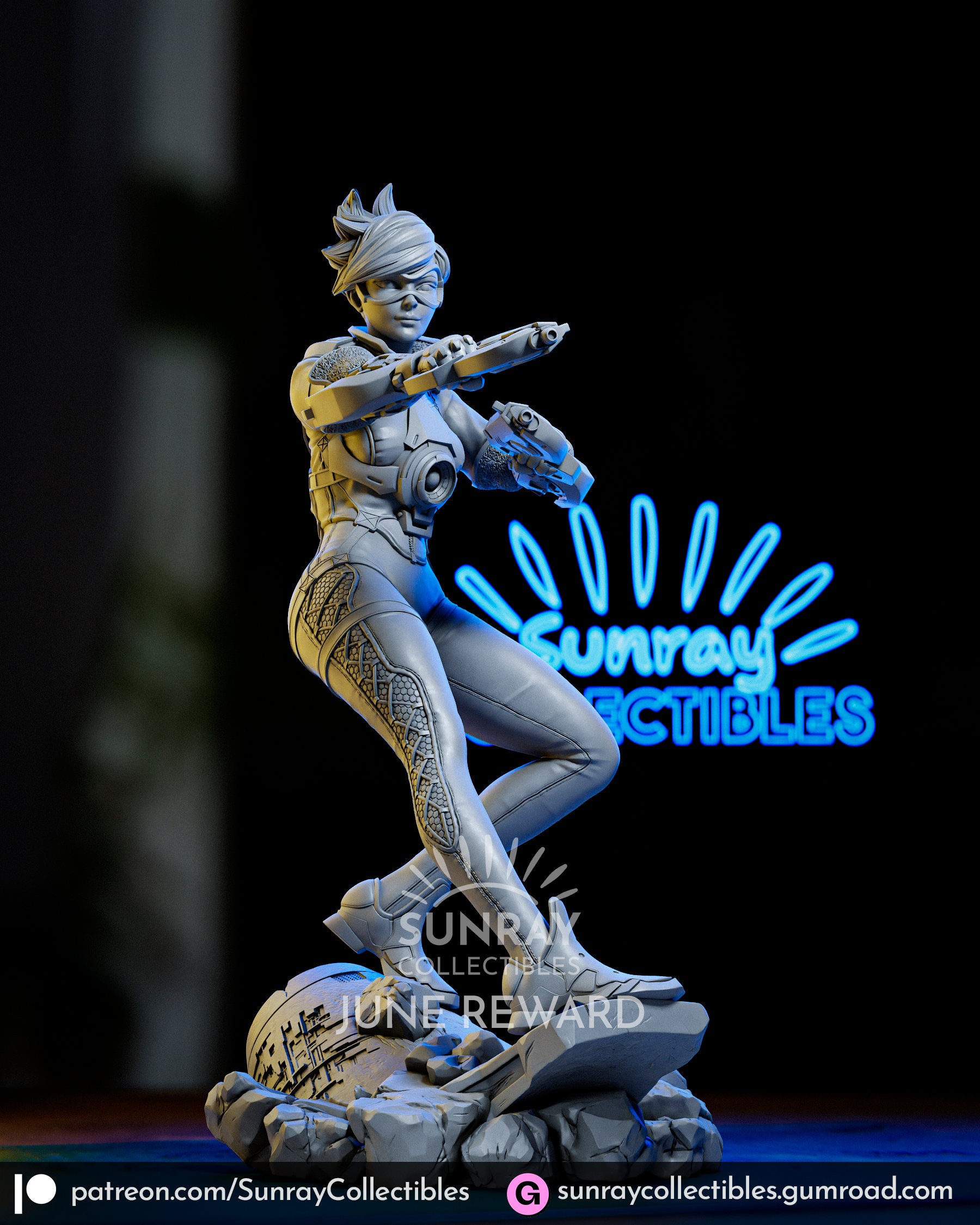 Tracer Custom Statue 1/3 1/4 fits Overwatch Painted Video Game Figure