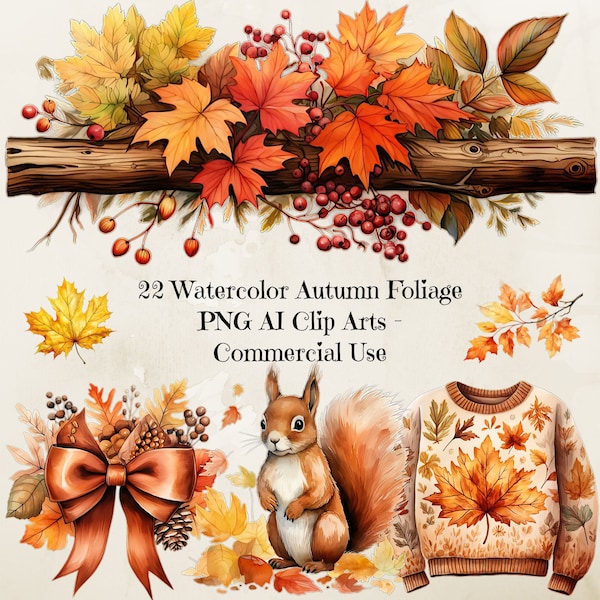 Fall Foliage Clipart, Autumn Leaves Png, Autumn Foliage Clipart, Commercial Use, Scrapbooking, Card Making, Transparent Background Pngs