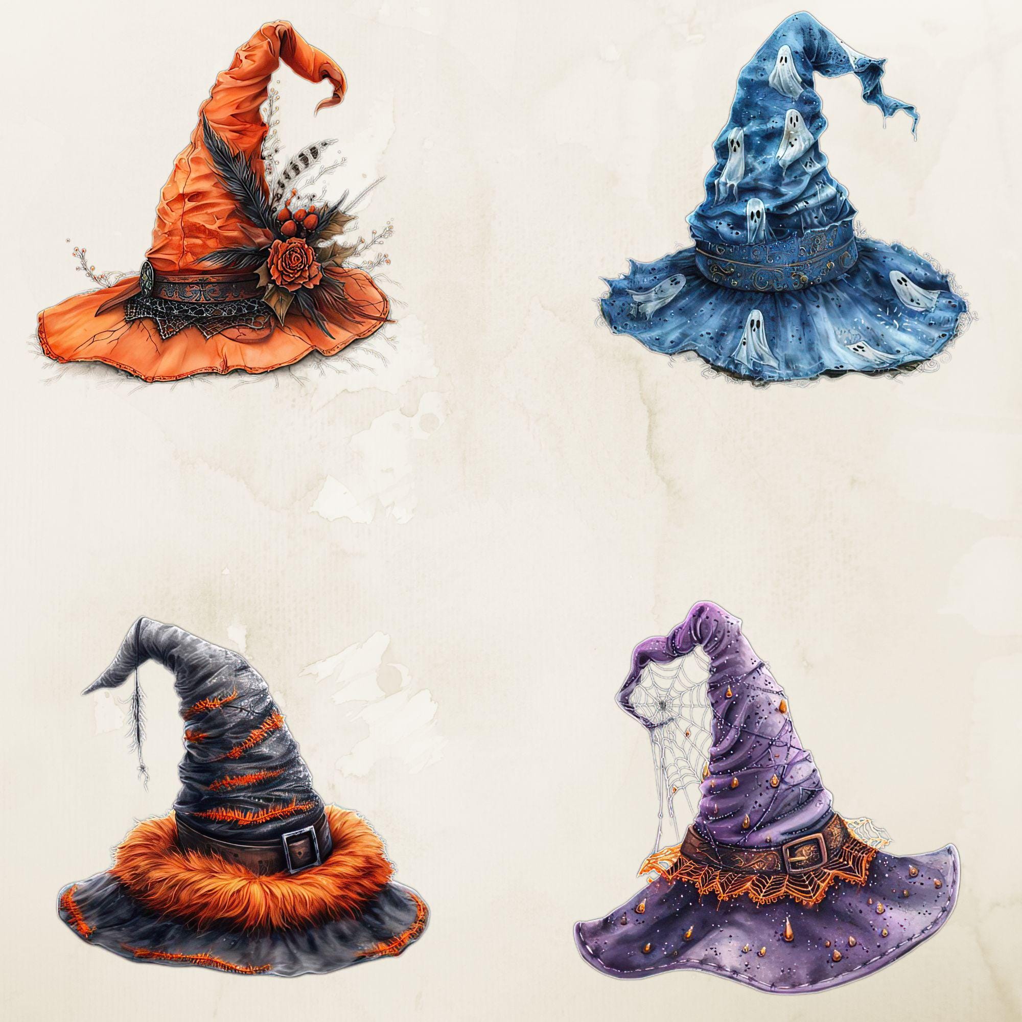 Watercolor Halloween Witch Hat Clipart, Halloween Png Clipart ...