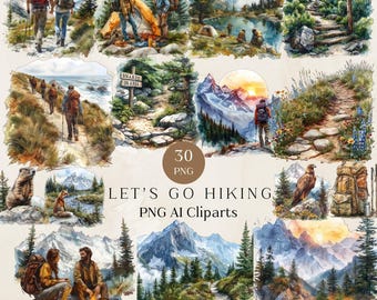 Aquarell Wandern Abenteuer Clipart, Aquarell Wandern Abenteuer Grafiken, Aquarell Natur Illustrationen, Outdoor-Aktivitäten, Naturlehrpfad Clipart