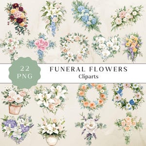 Clipart fleurs funéraires, images florales funéraires, aquarelle PNG, Images imprimables pour travaux manuels, Png Art de haute qualité, téléchargement numérique