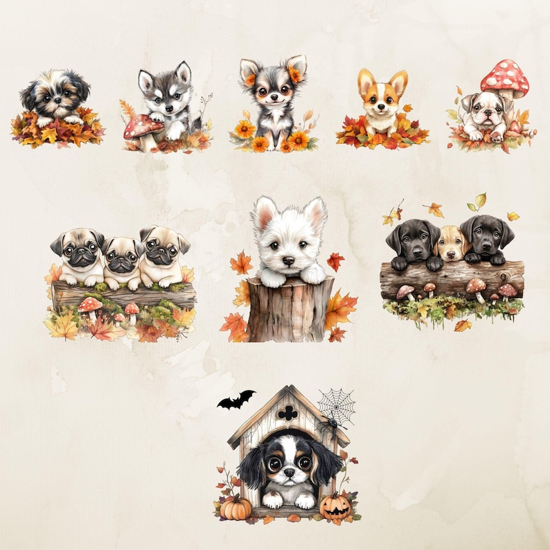 Fall Dog Clipart, Cozy Autumn Dogs Graphics, Cute Fall Dog ...