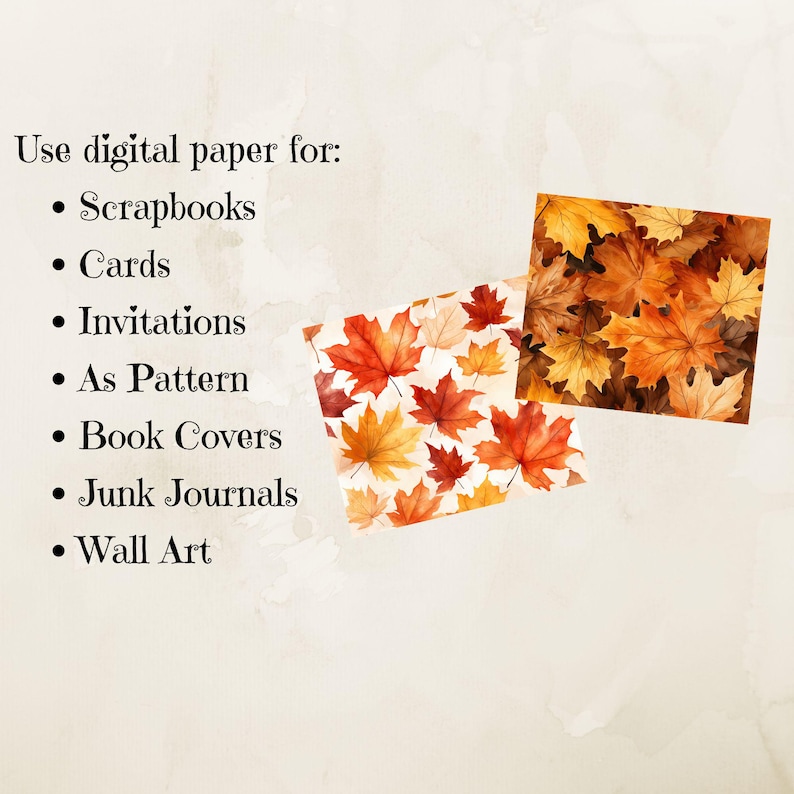 Watercolor Autumn Leaves Digital Paper Pack, Fall Leaves, Fall Pattern ...