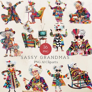 Clipart drôle vieille dame, Clipart grand-mère impertinent, grand-mère lunatique, Clipart grand-mère gai, clipart mamies, usage commercial, 300dpi