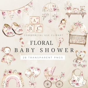Chinoiserie baby shower clipart, aquarel bloemen kinderkamer kunst, aquarel bloemen png, digitale download voor decor kinderkamer, vintage kunst