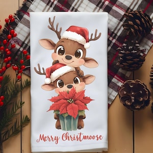 Christmas Kitchen Towel PNG Sublimation Design, Merry Christmoose Png, Cute Dish Towel for Holiday Decor, Digital Download Gift Idea