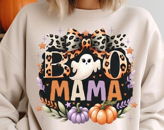 Boo Mama PNG, Spooky Coquette PNG, Simpatico fantasma di Halloween con disegno a sublimazione, PNG, Fiocco di Halloween alla moda in formato digitale PNG, Design per maglietta