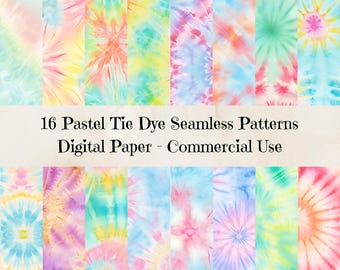 Pastel Tie Dye Digital Paper, Pastel Rainbow Tie Dye Digital Paper, Tie Dye Background, Digital Paper Pack, Digital Backgrounds, Light Color