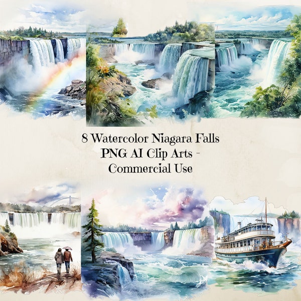 Clipart chutes du Niagara, Niagara Falls Png, cascade Png, cascade scène Png, clipart cascade, téléchargement immédiat, paysage Png, 300Dpi