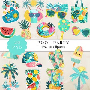 Pool Party Png Clipart, Summer Party Clip Art, Tropical Pool Illustration, Swimming Pool Graphics, Pool Float Clipart, Splash Fun Clip Art