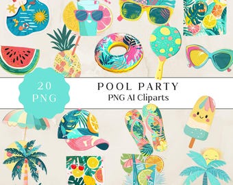 Fiesta en la piscina PNG, gráficos de verano (descarga digital)