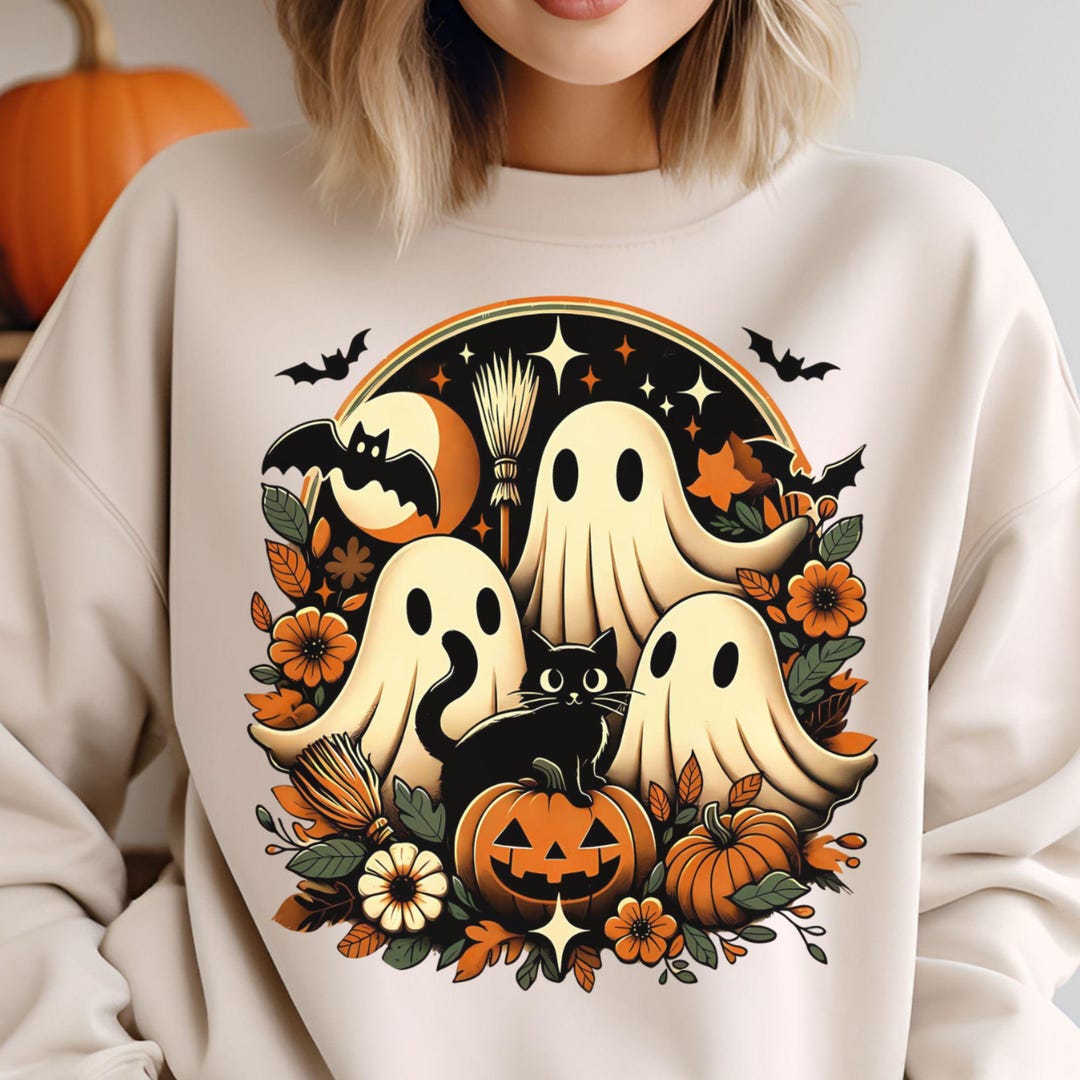 Cute Ghost Halloween PNG, Floral Ghost Sublimation Design, Fall Png ...