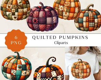 Imágenes prediseñadas PNG de calabaza acolchada, diseños de cosecha de otoño (descarga digital)
