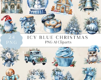 Light Blue Christmas Clipart, Blue Winter Christmas Png Clipart, Christmas Watercolor Cliparts, Light Blue Christmas Graphics, Christmas Png
