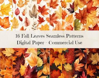 Watercolor Autumn Leaves Digital Paper Pack, Fall Leaves, Fall Pattern,  Fall Collage Sheet, Autumn Background, Leaf Pattern, Junk Journals