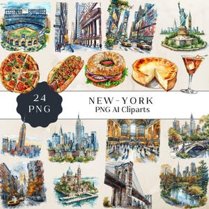 New York City Clipart, Nyc Clipart, New York Travel Clip Art, New York City Travel Clipart, Transparent Png, Uso Comercial, 300dpi