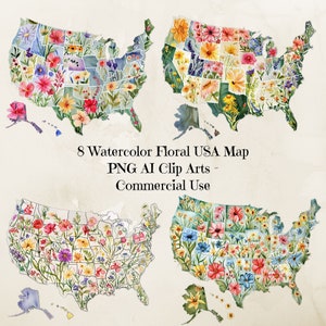 USA Karte Clipart Floral, US-Blumenkarte, US-Png-Bilder, Vaterländische Clip Art US-Karte, transparente Png, kommerzielle Nutzung