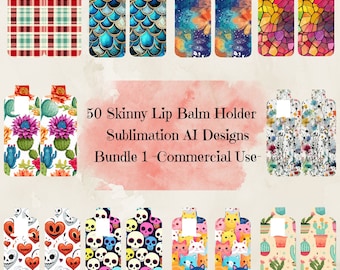 50 PNG Skinny Lip Balm Holder Sublimation Designs (Commercial Use)