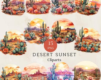 Desert Cactus Clipart, Desert Sunset Png, Western Png, Western Sublimation, Desert Vibes Png, Western Design Png, Cactus Clipart
