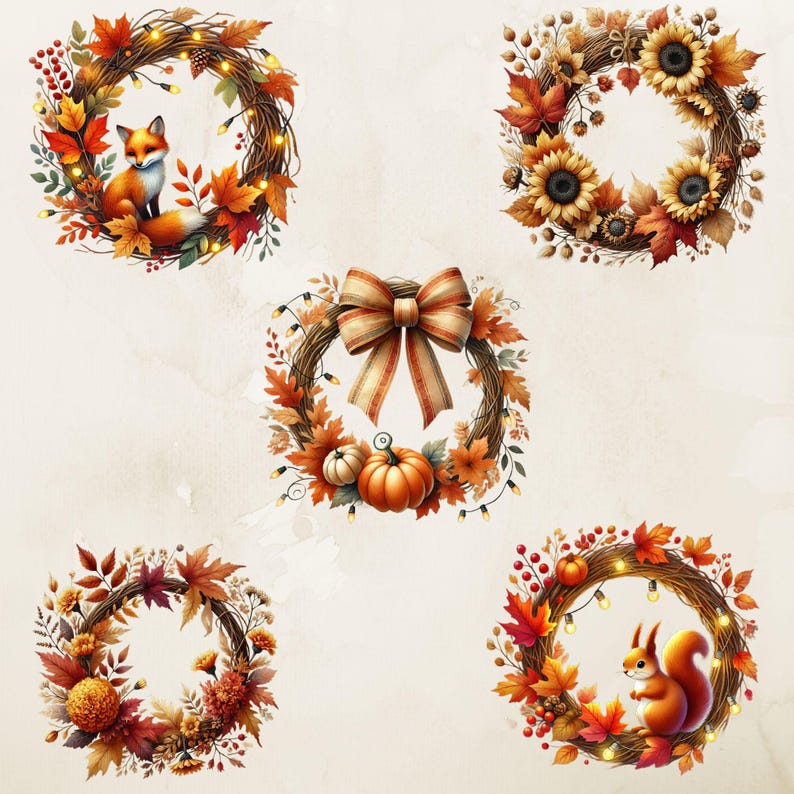 Autumn Wreath Clipart Png, Fall Wreath Clipart, Fall Watercolor Wreaths ...