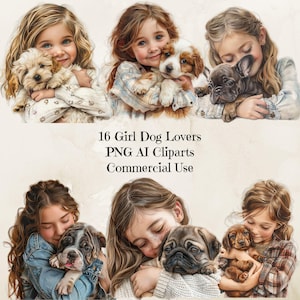 Dog Lover Girl Clipart, Girl with Dog, Best Friends Clipart, Dogs Clip Art, Dog and Girl Clipart, Dog Mom, Dog Lover, Png Dog Clipart