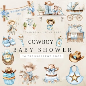 Clipart de shower de bébé cow-boy, bébé cow-boy PNG, jolis graphismes de cow-boy, art Western pour chambre d'enfant, clipart cow-boy mignon, décoration de chambre d'enfant, téléchargement immédiat
