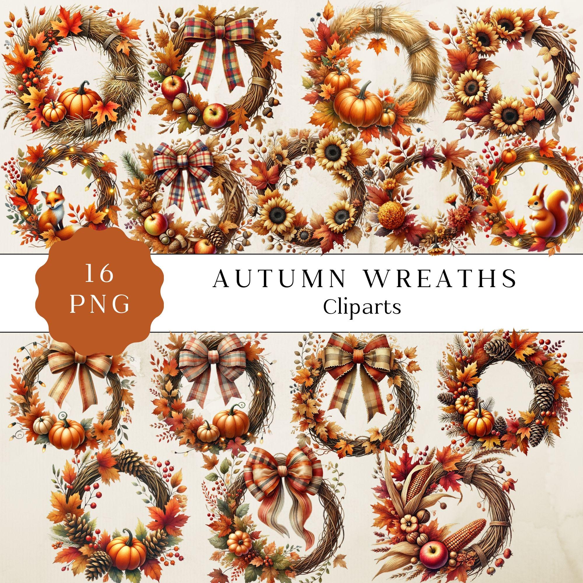 Autumn Wreath Clipart Png, Fall Wreath Clipart, Fall Watercolor Wreaths ...