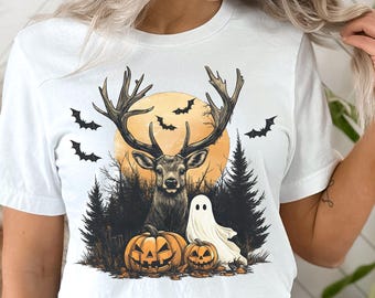 Halloween Deer PNG: Spooky Buck Clipart, Rustic Fall Design (Digital Download